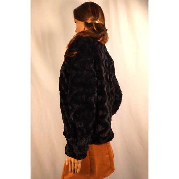 Alfred Dunner Petite Black Faux Fur Jacket with Zipper Size PM - Picture 4 of 16